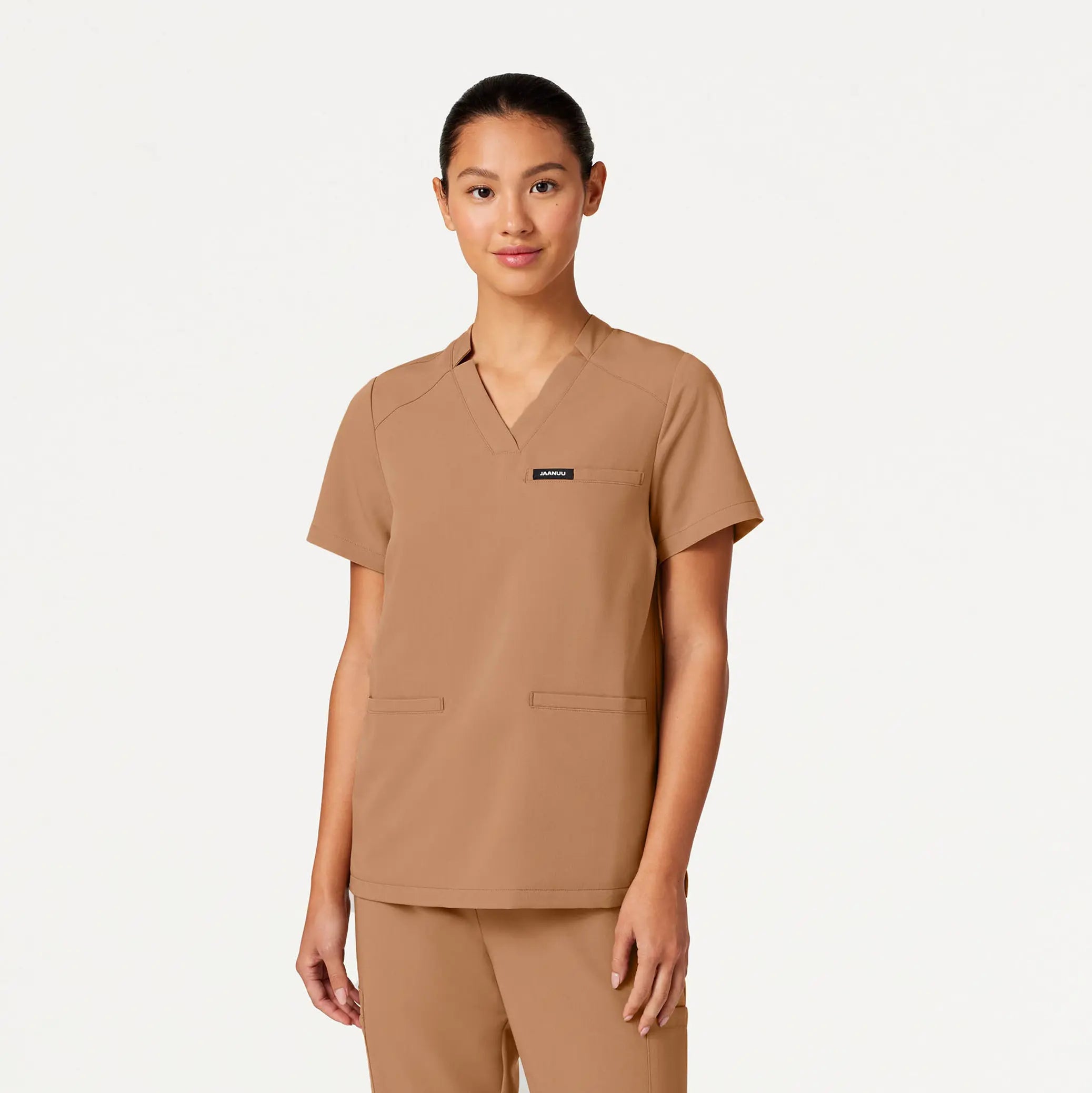 Jaanuu Women's Helia Notched V-Neck Scrub Top - Trench