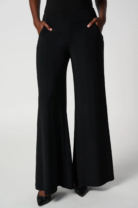 Joseph Ribkoff 161096 Black Classic Palazzo Trouser High Waist Slim Fit Ankle Length