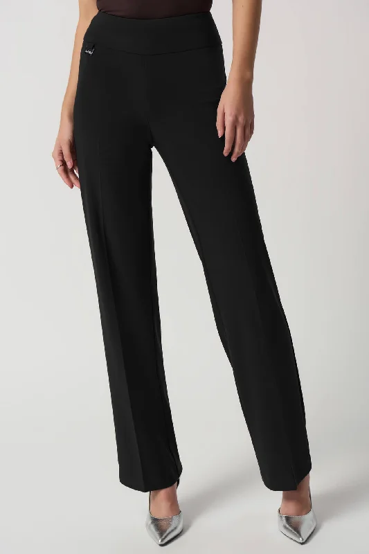 Joseph Ribkoff 233277 Black Wide-Leg Pull-On Trousers Trousers stylish modern