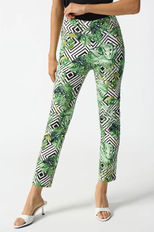 Joseph Ribkoff 242223 Green Print Millennium Printed Crop Trousers Trousers Essential Wardrobe