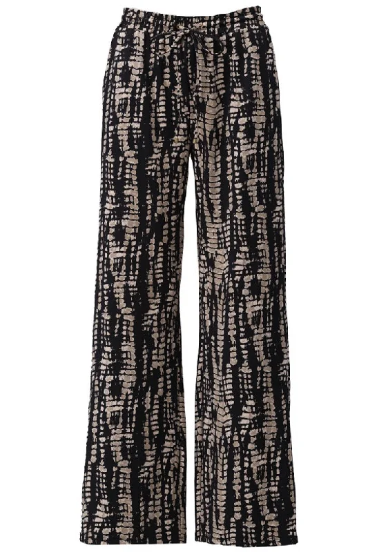 K-Design Trousers Drawstring Black Taupe Print Z116 (P820) Trousers Custom Made