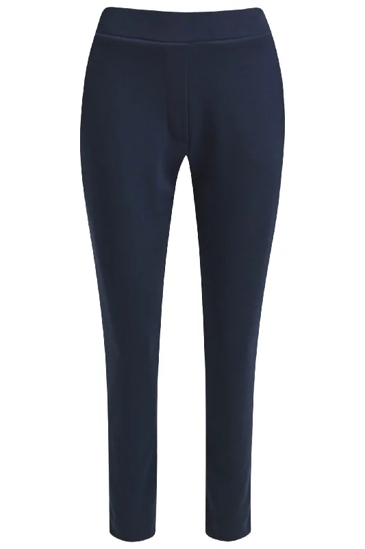 Milano 43-5433-2206 Navy Trousers Elastic Waist Slim Leg Trousers Sale Discount