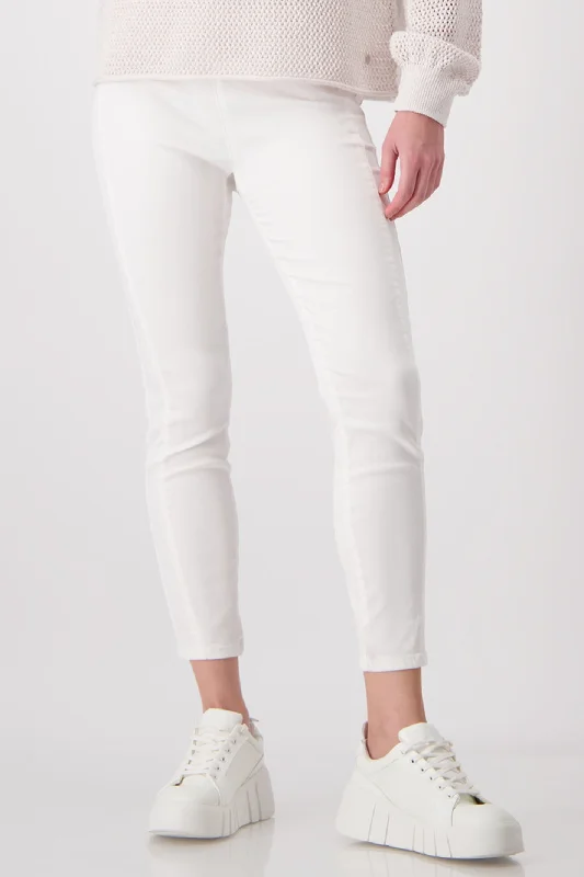 Monari 408411 Off White Pull-On Trousers Trousers fashionable trendy