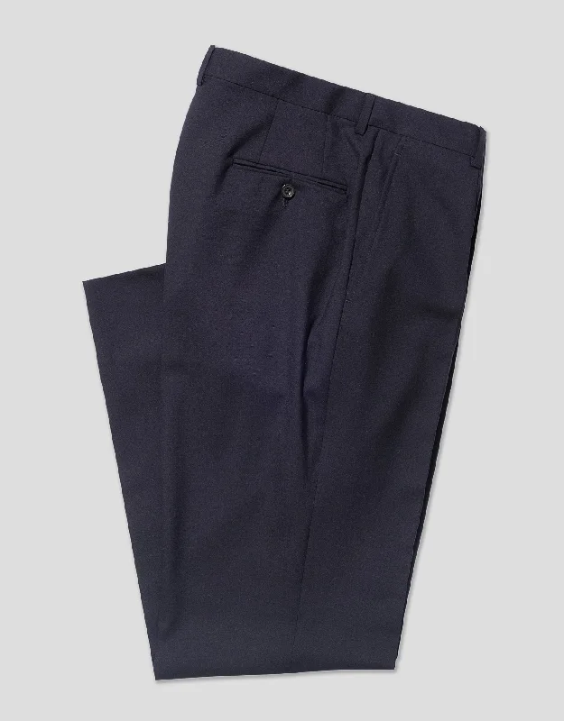 NAVY SINGLE PLEAT WOOL TROUSER Trousers Seasonal Trendy
