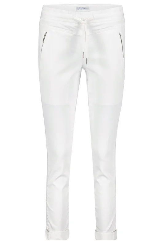 Red Button SRB2957 Tessy White Cropped Jogger Trousers Trousers Velvet Soft