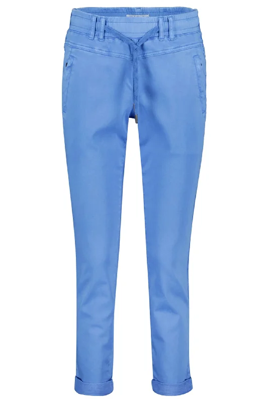 Red Button SRB4154 Tessy Mid Blue Cropped Jogger Trousers Trousers Pleated Formal