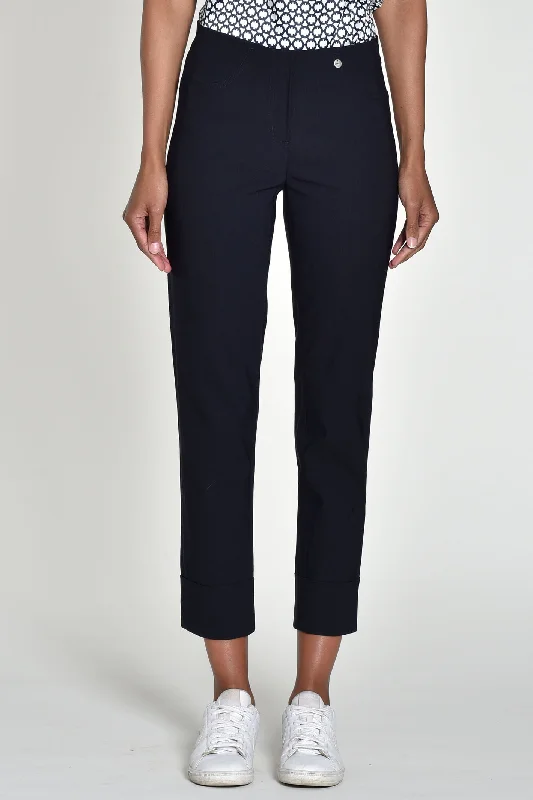 Robell 51568-5499-69 Bella 09 Navy Ankle Grazer Trousers Trousers Wedding White