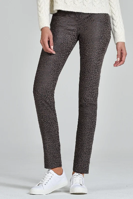 Robell 51673-54494-38 Rose Regular Length Brown Leopard Print Trouser Trousers Leather Faux Robell 51673-54494-38 Rose Regular Length Brown Leopard Print Trouser Trousers Leather Faux