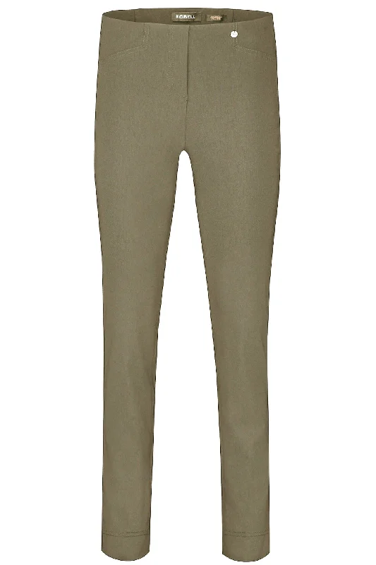 *Robell 51673-5499-17 Rose Regular Length Taupe Slim Fit Trousers Trousers Silk Elegant *Robell 51673-5499-17 Rose Regular Length Taupe Slim Fit Trousers Trousers Silk Elegant