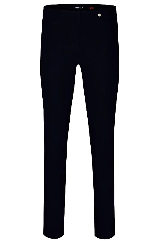 *Robell 51673-5499-90 Rose Regular Length Black Slim Fit Trousers Trousers Satin Smooth *Robell 51673-5499-90 Rose Regular Length Black Slim Fit Trousers Trousers Satin Smooth