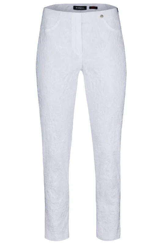 Robell Bella 09 51560 54401 Col 10 White Paisley Embossed Ankle Grazer Trousers 68cm Trousers Yoga Stretchy Robell Bella 09 51560 54401 Col 10 White Paisley Embossed Ankle Grazer Trousers 68cm Trousers Yoga Stretchy