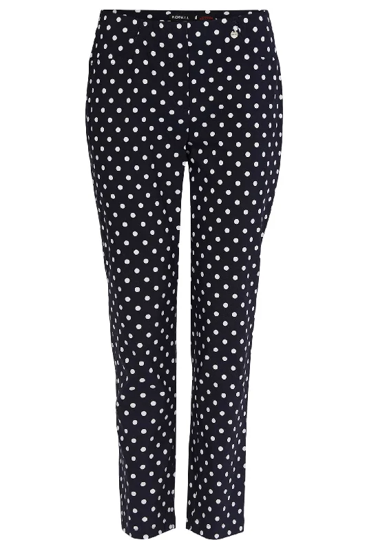 Robell Bella 09 51560 54570 69 Navy White Polka Dot Slim Fit Ankle Grazer Trousers 68cm Trousers Print Floral Robell Bella 09 51560 54570 69 Navy White Polka Dot Slim Fit Ankle Grazer Trousers 68cm Trousers Print Floral