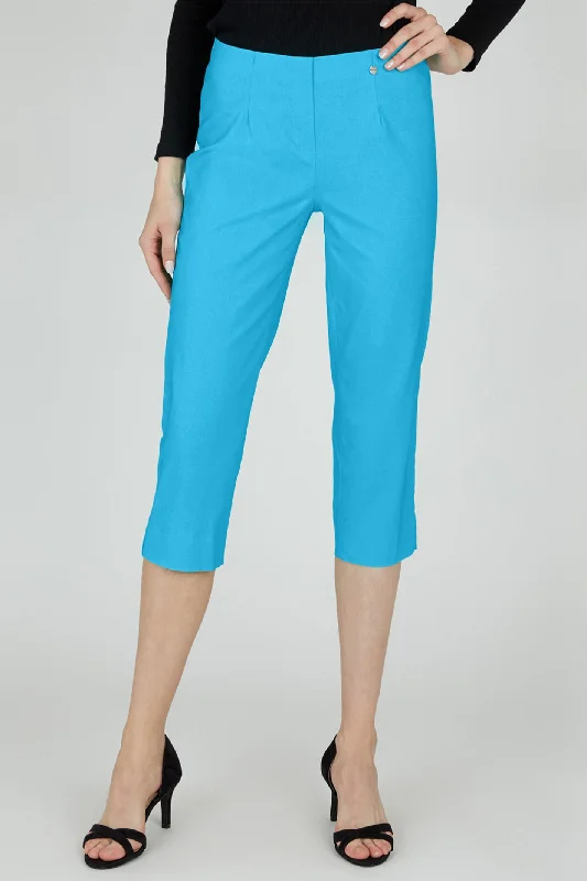 Robell Capri Trousers Marie 07 Blue 51576 5499 601 Trousers Satin Smooth