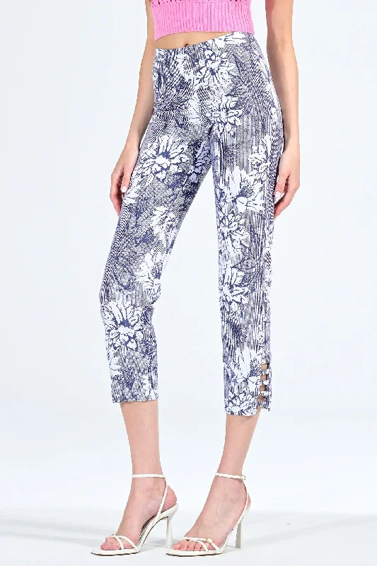 Robell Lena 09 52550 5468 Col 69 Navy Flower Print Ankle Detail Trousers 65cm Trousers Denim Blue Robell Lena 09 52550 5468 Col 69 Navy Flower Print Ankle Detail Trousers 65cm Trousers Denim Blue