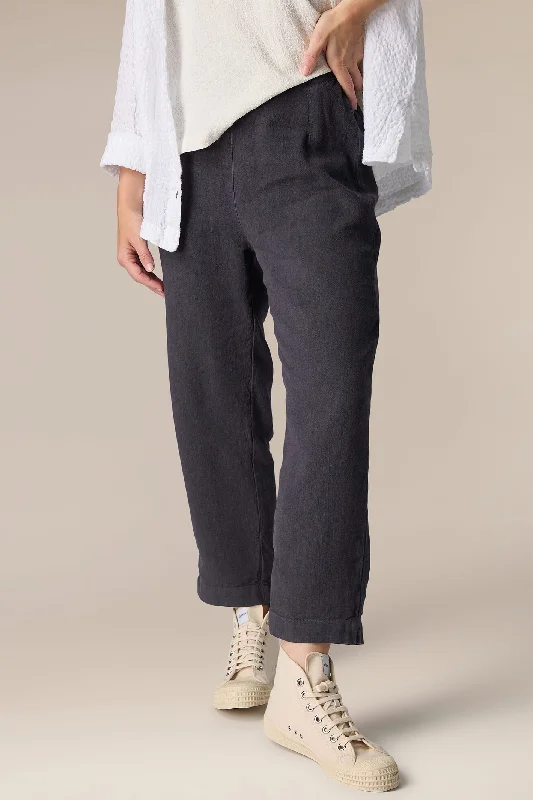Sahara LAP3665-HTL Smoke Grey Twisted Linen Slim Trousers Trousers Exclusive Limited