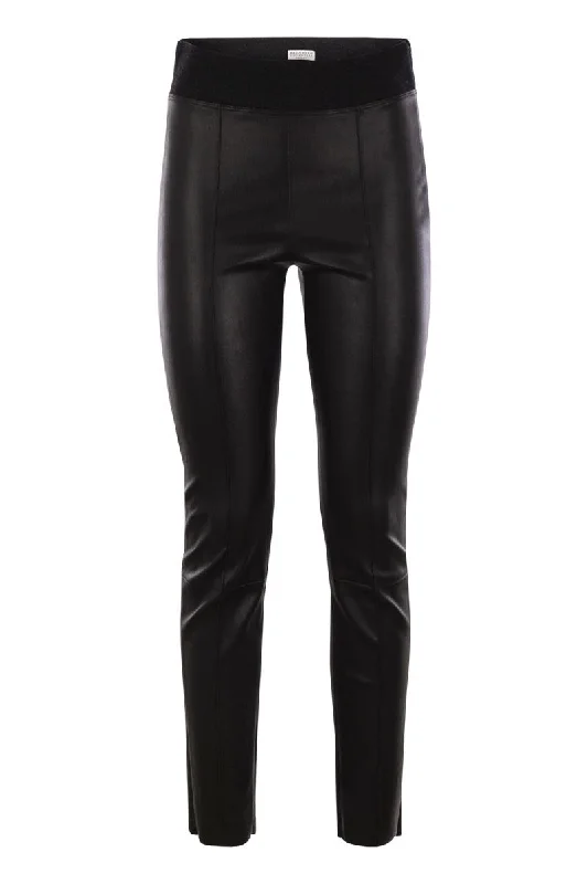 Skinny fit stretch nappa leather trousers High Waist Slim Fit Ankle Length