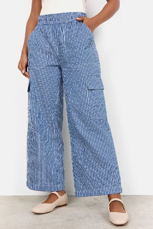 Soya Concept 40592-20 2300-8B SC-Dilys 3-C Medi Blue Striped Wide Leg Trousers Trousers Mesh Breathable Soya Concept 40592-20 2300-8B SC-Dilys 3-C Medi Blue Striped Wide Leg Trousers Trousers Mesh Breathable