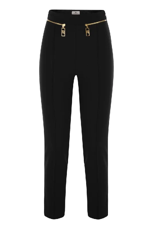 Straight crepe trousers with zip Trousers Canvas Durable