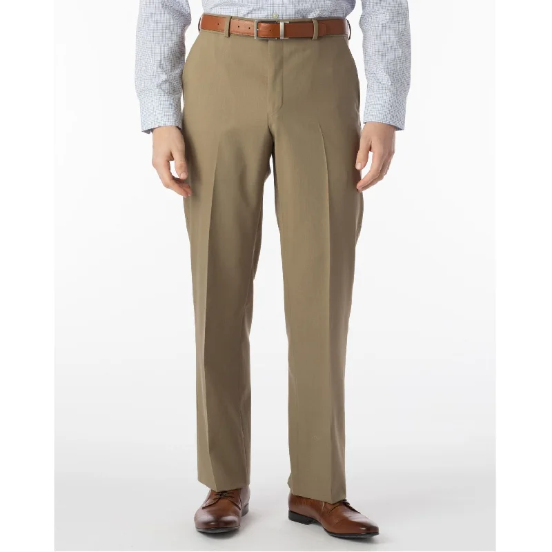 Super 120s Wool Travel Twill Comfort-EZE Trouser in Khaki (Flat Front Models) by Ballin Trousers Yoga Stretchy Super 120s Wool Travel Twill Comfort-EZE Trouser in Khaki (Flat Front Models) by Ballin Trousers Yoga Stretchy