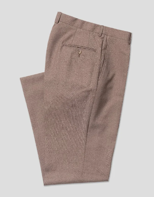TAN SINGLE PLEAT WOOL TROUSER Trousers Winter Warm