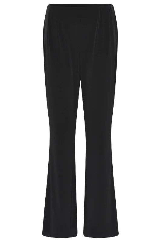 Tia 71306-7093 9000 Black Flared Pull-On Trousers Trousers Culottes Wide Leg