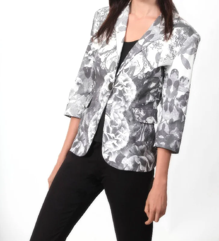 Natural Kaleidoscope Blazer In Ivory/gray