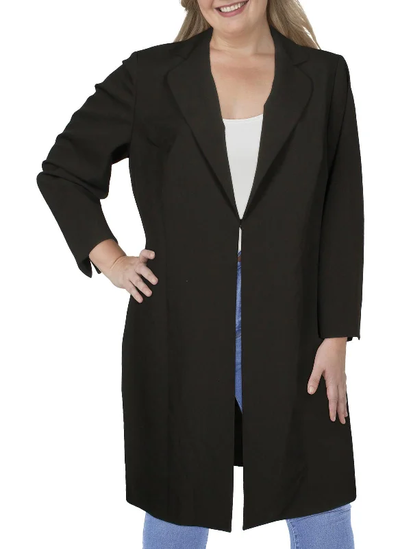 Plus Womens Knit Topper Duster Blazer