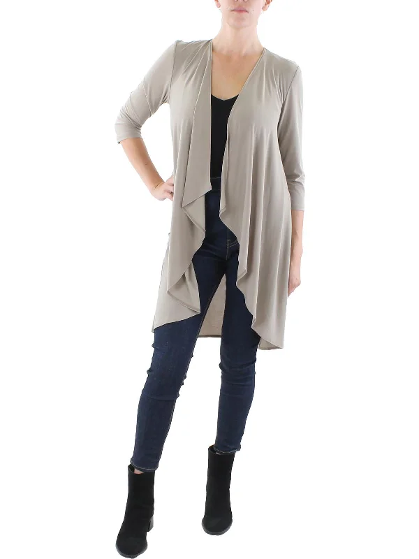 Womens Knit Open Front Duster Blazer