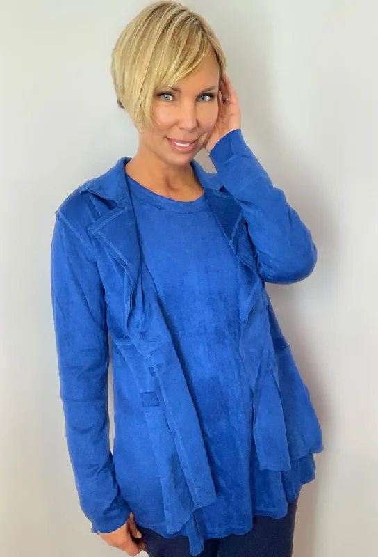 Royal Blue Faux Suede Blazer