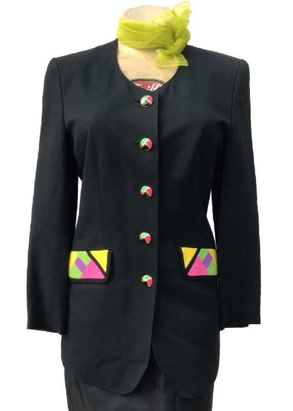 1990s Vintage Louis Féraud Blazer | Matching Block Colour Blouse