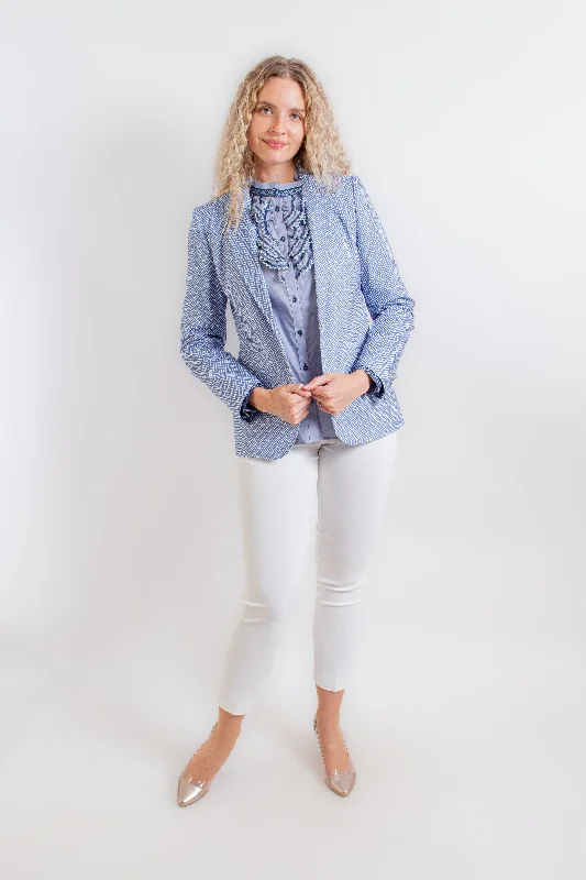 Blue & White Geometric Blazer