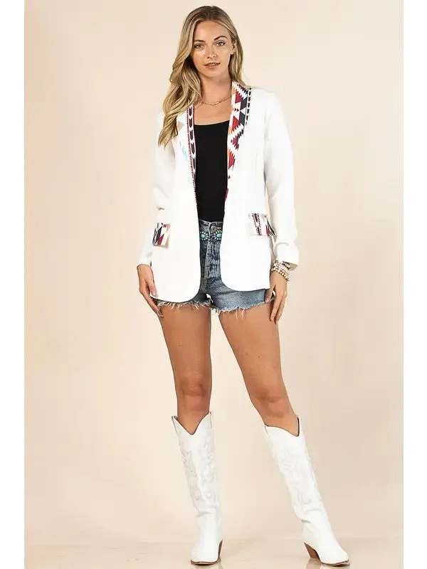 Alice Aztec Print Contrast Blazer