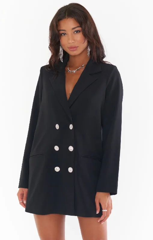 Bling Blazer Dress ~ Black Suiting