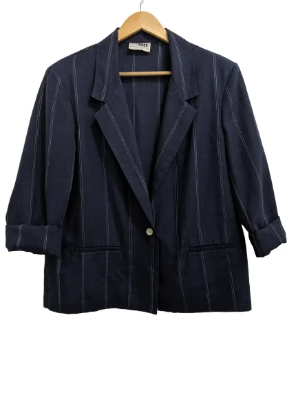 [L] Vintage Navy Blue Boxy Blazer