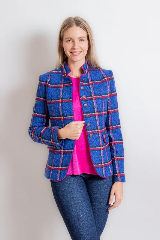 "Oceana" Blue, Pink Plaid Blazer