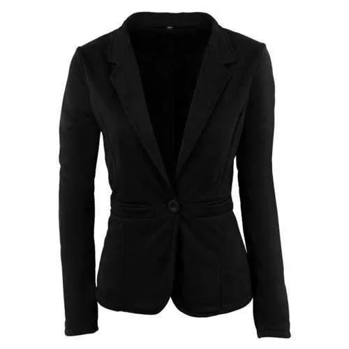 Women's Blazer OL Style Solid Slim Cappa Style Blazer - Black S