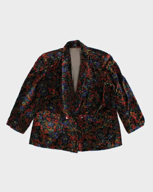 Vintage Embroidered Velvet Blazer - M