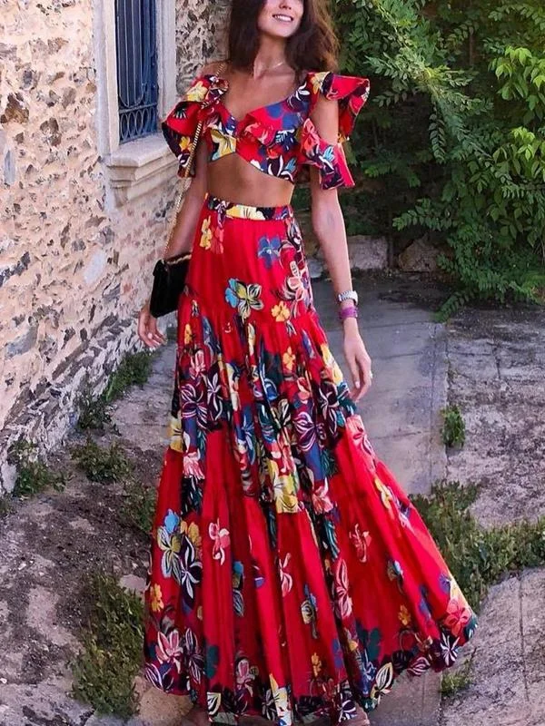 Bohemian Sexy Navel Print Long Dress