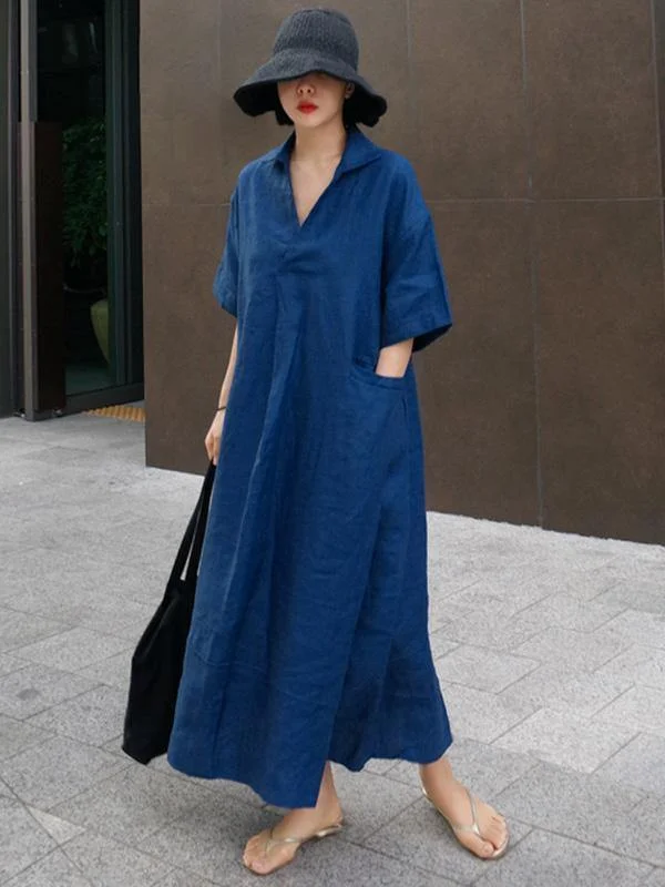 Casual Cozy  Cotton Split-Side Long Dress