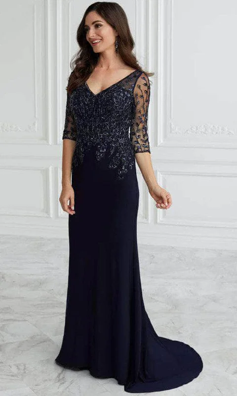 Christina Wu Elegance 17099 - V-Neck Sher Quarter Sleeve Long Dress