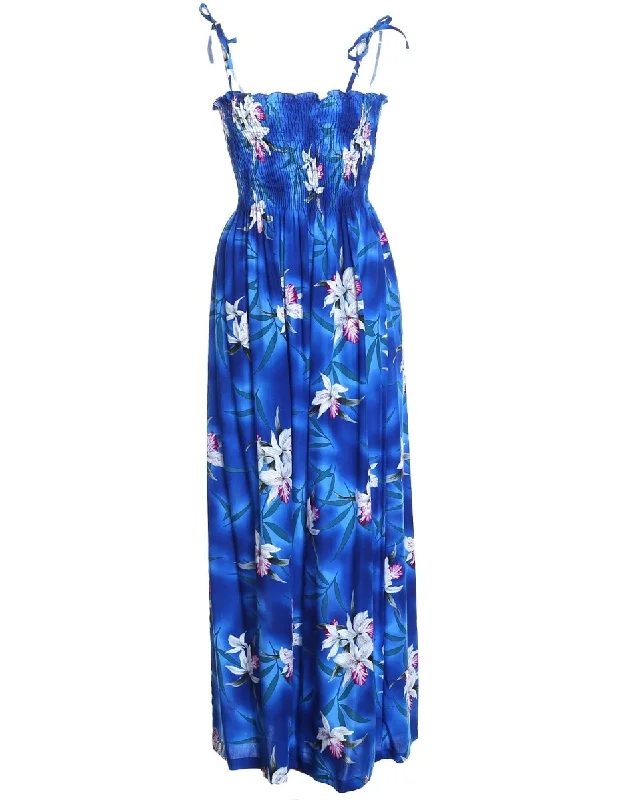 Maxi Hawaiian Dress Smock Top Midnight Orchid