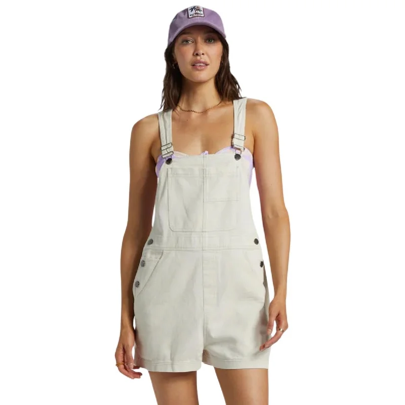 Billabong Sand Canyon Denim Overalls in White Cap