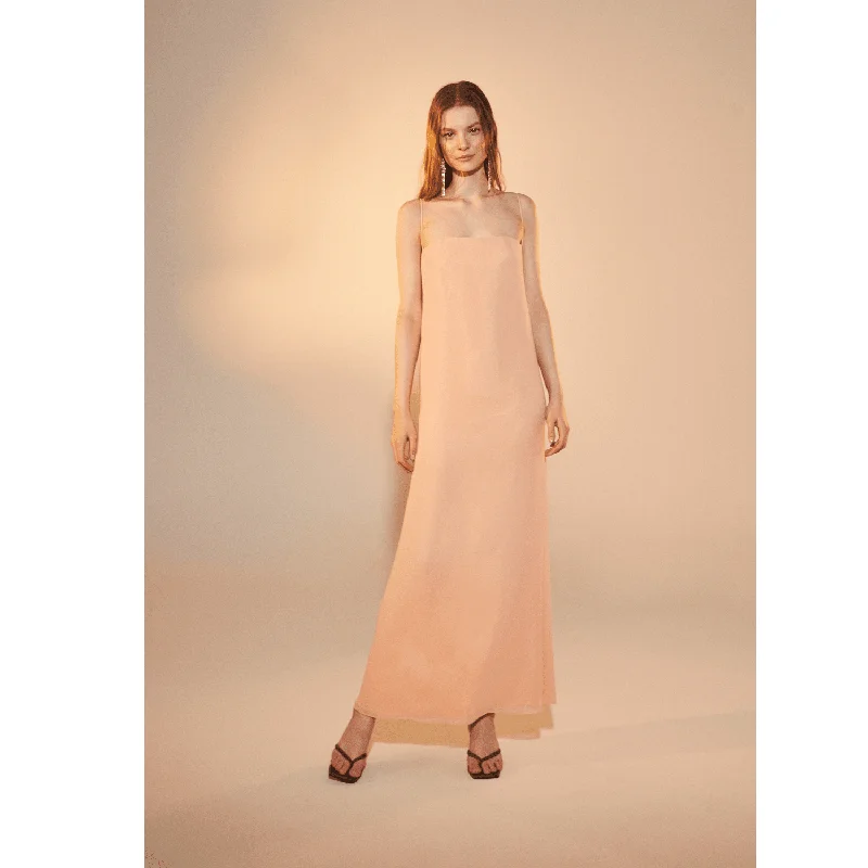 Aella Long Dress in Apricot Cream