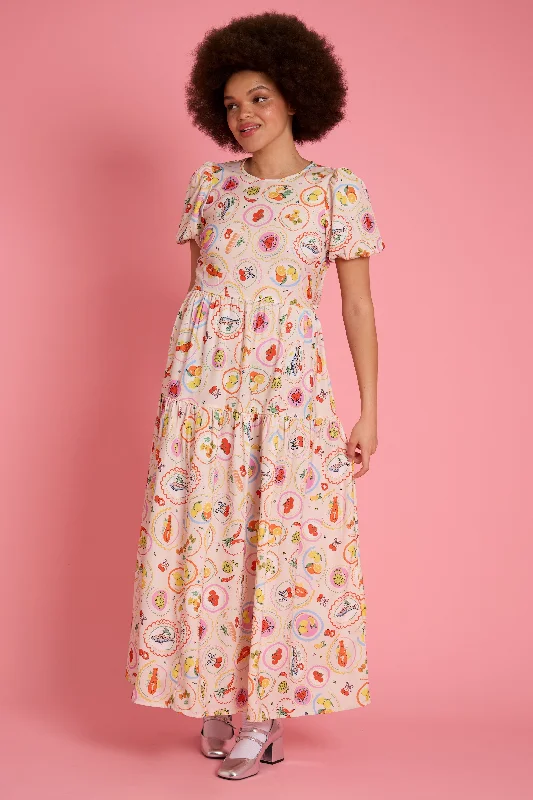 Alma Lunch Print Midaxi Dress - Curve