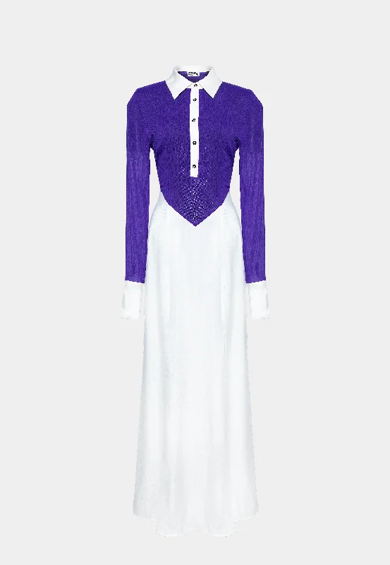 Ashluxe Maxi Long Dress Purple/White