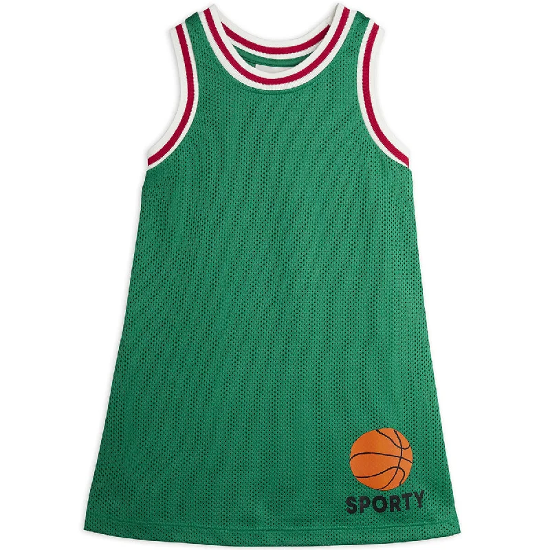 Basketball Mesh Jersey Dress in Green by Mini Rodini