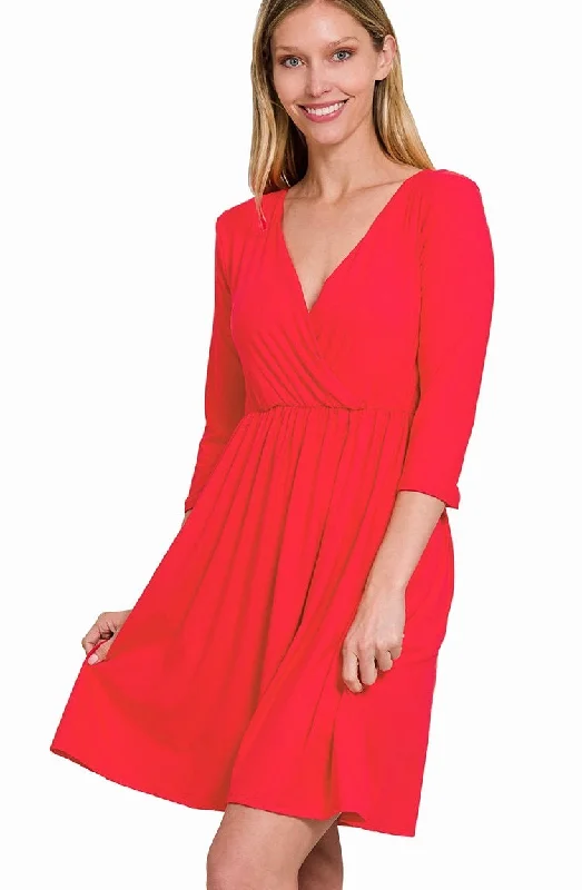 Buttery Soft Surplice Dress Ruby