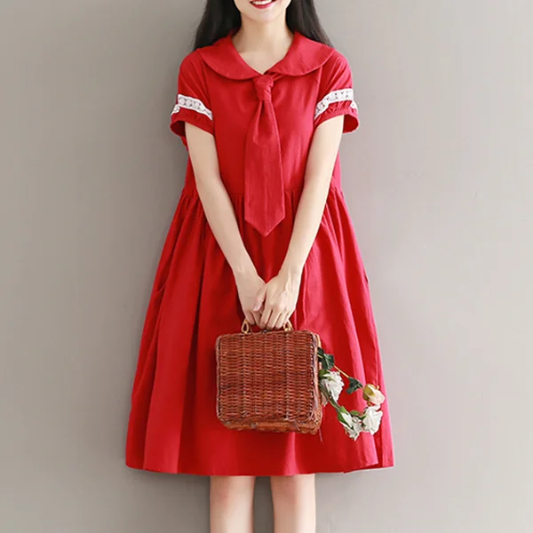 Cute tie red dress yv42377