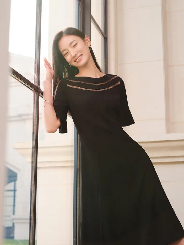 YAYING Black Detailed Waist Dress