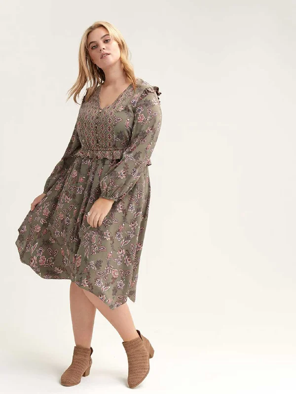 floral hanky-hem dress - 22